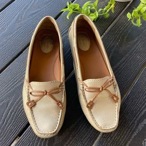 Clarks Artisan Dunbar Racer Boat Shoes Gold Brown Leather Women's Size 7 M